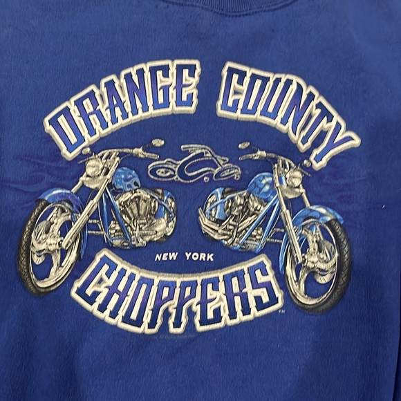 Vintage Original Orange County New York Choppers Blue Biker Sweatshirt SIZE  2XL - Picture 2 of 9